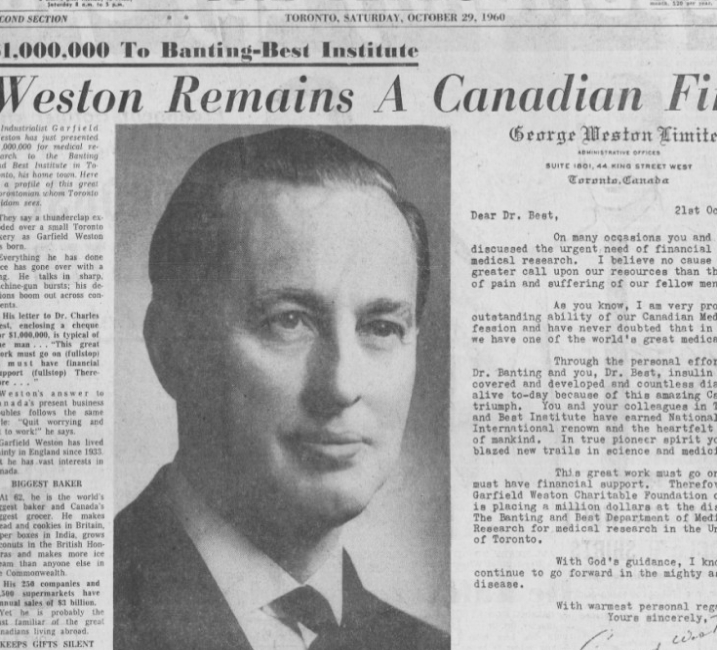A photograph of newspaper article featuring Galen Weston