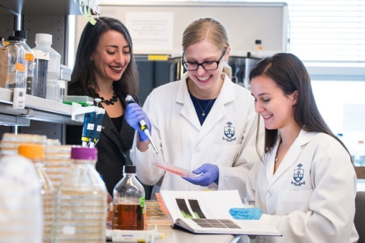 Three researchers at a University of Toronto laboratory