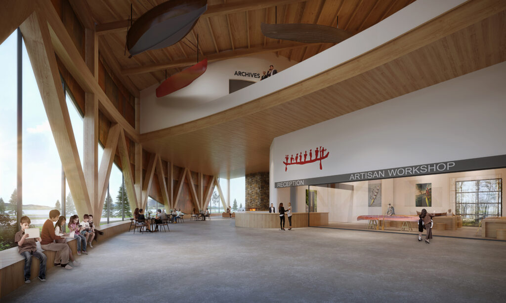 An artist's rendering of the atrium inside the Canadian Canoe Museum